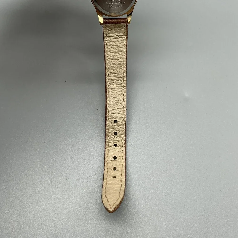 Watch-it! Womens Watch 24mm Cream Dial Gold Tone Brown Leather New Battery